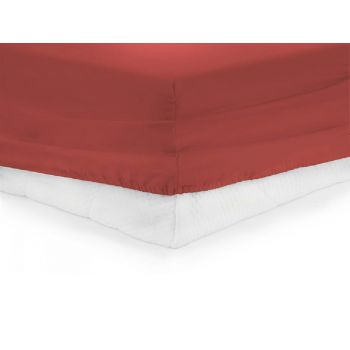 Cearsaf de pat cu elastic, Heinner, Rosu, 180x200cm (Bumbac 100%)