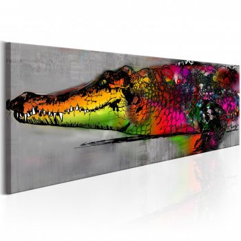 Tablou - Colourful Alligator 120x40 cm