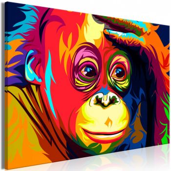 Tablou - Colourful Orangutan (1 Part) Wide 90x60 cm