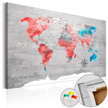 Tablou din plută - Red Roam [Cork Map] 60x40 cm