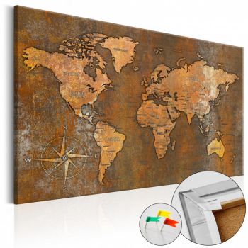 Tablou din plută - Rusty World [Cork Map] 60x40 cm