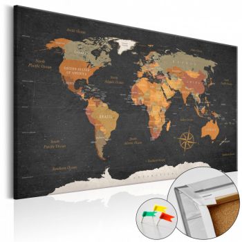 Tablou din plută - Secrets of the Earth [Cork Map] 60x40 cm