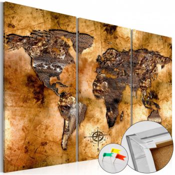 Tablou din plută - Shade of Gold [Cork Map] 120x80 cm ieftin