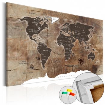 Tablou din plută - Wooden Mosaic [Cork Map] 60x40 cm