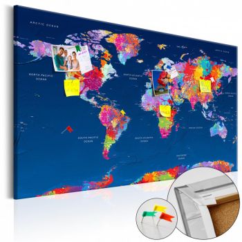 Tablou din plută - World Map: Artistic Fantasy 90x60 cm