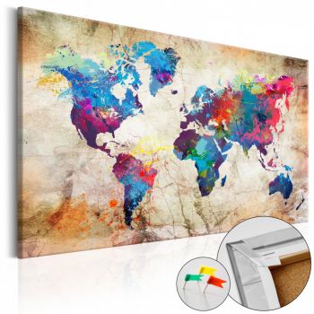 Tablou din plută - World Map: Urban Style [Cork Map] 120x80 cm