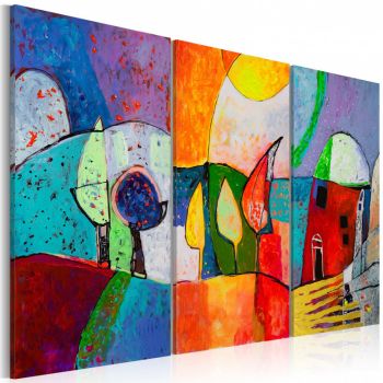Tablou pictat manual - Colourful landscape 120x80 cm