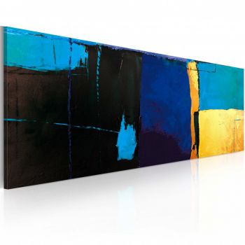 Tablou pictat manual - Fascination with the blue color 100x40 cm ieftin