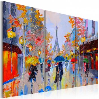 Tablou pictat manual - Rainy Paris 120x80 cm