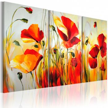 Tablou pictat manual - Red meadow 120x80 cm ieftin