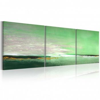 Tablou pictat manual - Sea-green coast 150x50 cm