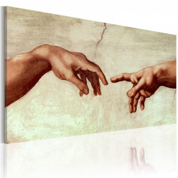 Tablou pictat manual - The creation of Adam: fragment of painting 120x60 cm ieftin