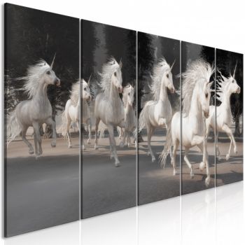 Tablou - Unicorns Run (5 Parts) Narrow 225x90 cm