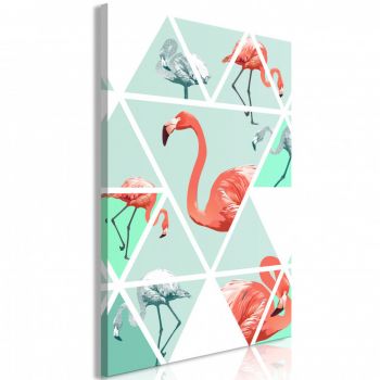 Tablou - Geometric Flamingos (1 Part) Vertical 60x90 cm