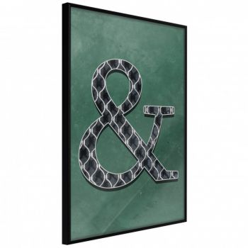 Poster - Ampersand on Green Background, cu Ramă neagră, 20x30 cm la reducere