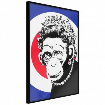 Poster - Banksy: Monkey Queen, cu Ramă neagră, 20x30 cm la reducere