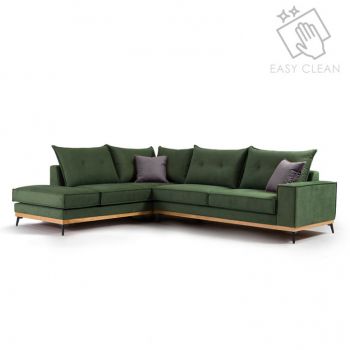 Coltar Dreapta Luxury II Verde Inchis Antracit - Negru 290x235x90 cm ieftin