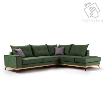 Coltar Stanga Luxury II Verde Inchis - Gri Inchis - Negru 290x235x90 cm ieftin