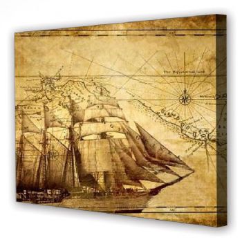 Tablou Canvas Corabie, Dreptunghiular, 90x60 cm