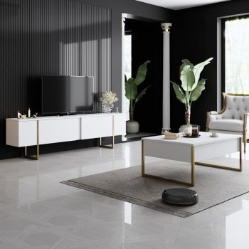 Set de mobilier pentru living Luxe, Alb- Auriu ieftin