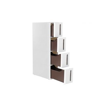 Dulap de depozitare cu sertare, Songmics, Alb/Maro, 45 x 17 x 83 cm, KFR08WT ieftin