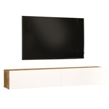 Comoda TV de perete Dello color alb - sonoma 180x31.6x29.6cm ieftin