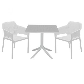 Set de gradina masa si scaune Groovy-Integral set 3 piese plastic alb 80x80x74.5cm