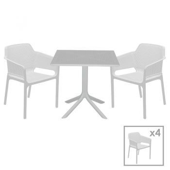 Set de gradina masa si scaune Groovy-Integral set 5 piese plastic alb 80x80x74.5cm ieftin
