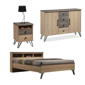 Set mobila dormitor pentru elevi New Comfort 1, 3 bucati Natural