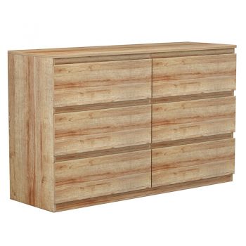 Comoda Cindy 6 sertare culoare lemn natural 120x40x75cm