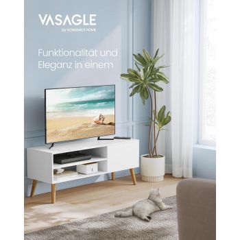 Comoda TV, Vasagle, Alb, 120x40x49 cm ieftina