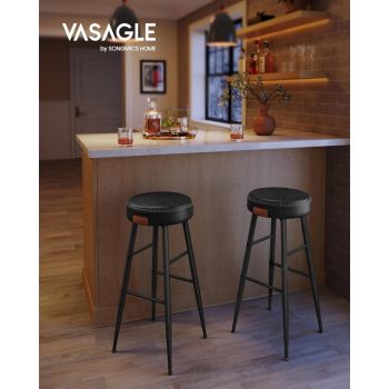 Set 2 scaune de bar, Vasagle, Negru, 51.6x51.6x75 cm la reducere