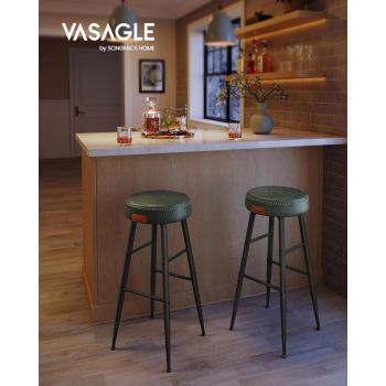 Set 2 scaune de bar, Vasagle, Verde, 51.6x51.6x75 cm la reducere