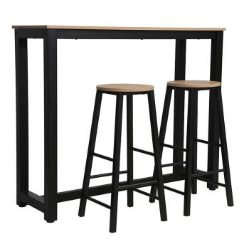 Set bar masa si scaune pentru sufragerie Marle culoare sonoma - picior negru 120x40x100cm