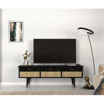 Comodă televizor Black Elegance, 150 x 35 x 49.7 cm, Negru-Maro, UnicUtil ieftina