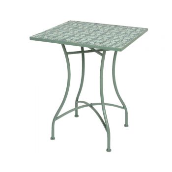 Masa pentru gradina Orleans, Decoris, 58 x 58 x 72 cm, pliabil, fier/ceramica, verde