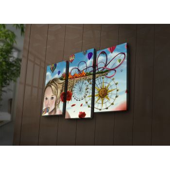 Tablou Canvas cu Led Parc de Distractie, Multicolor, 66 x 45 cm ieftin