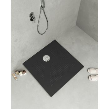 Cădiță de duș din ceramică, SaviniDue, pătrată, negru - 90x90 cm