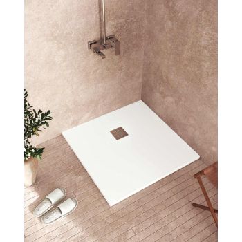 Cădiță de duș din compozit, SaviniDue, pătrată, alb - 90x90 cm