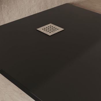 Cădiță de duș din compozit, SaviniDue, pătrată, negru - 90x90 cm