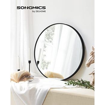 Oglinda rotunda, Songmics, Negru, 61x61x3.6 cm ieftina