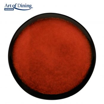 Set 4 farfurii intinse Vulcano, 28 cm, ceramica, rosu/negru