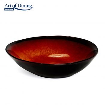Set 6 boluri ovale Vulcano, 20.6 cm, ceramica, rosu/negru