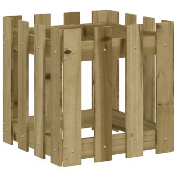 Jardiniera gradina design gard 40x40x40cm lemn de pin impregnat