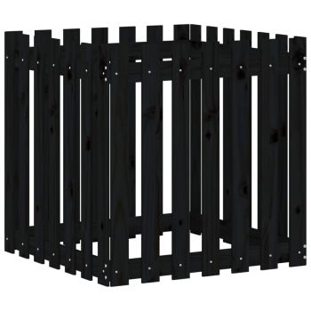 Jardiniera gradina design gard negru 70x70x70 cm lemn masiv pin