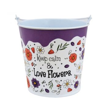 Suport ghiveci 13.5 cm ''Keep calm & love flowers'' ieftin