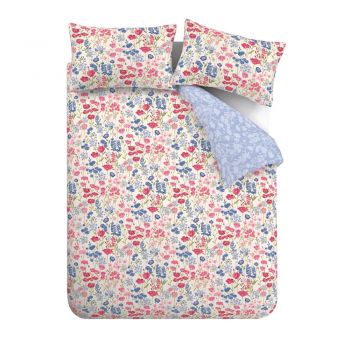 Lenjerie de pat albastră/roz din bumbac pentru pat de o persoană 135x200 cm Olivia Floral – Bianca