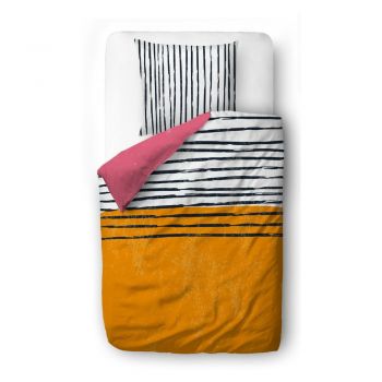 Lenjerie de pat din bumbac satinat pentru pat de o persoană 140x200 cm Black Stripes in Colors – Butter Kings