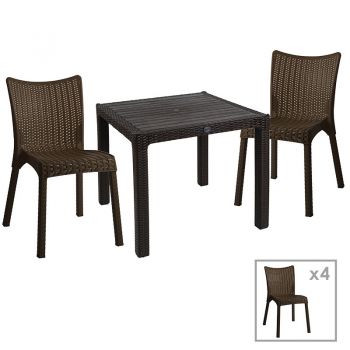 Set de gradina masa si scaune Explore-Confident set 5 piese plastic maro 90x90x73.5 cm ieftin