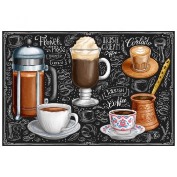 Tapet autoadeziv Premium, textura canvas, Cafea in diferite forme, 130 x 87 cm